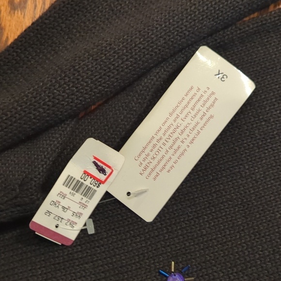 VTG 80s Butterfly Sweater Encrusted Jewels Black Ramie Blend Tunic NWT 3X - Picture 7 of 9